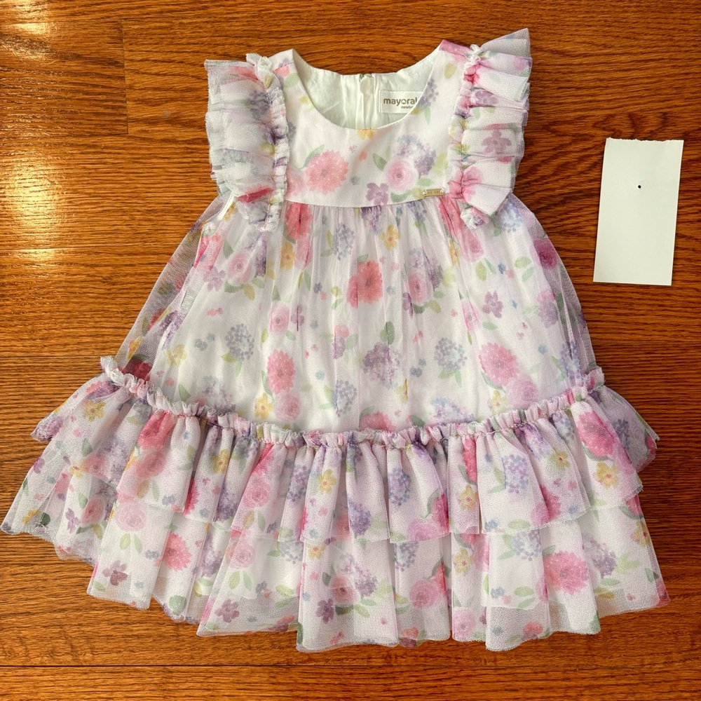 mayoral soft pink and purple floral tutu dress